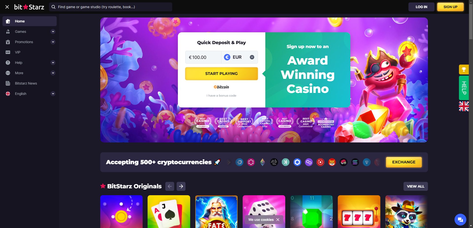 BitStarz landing page
